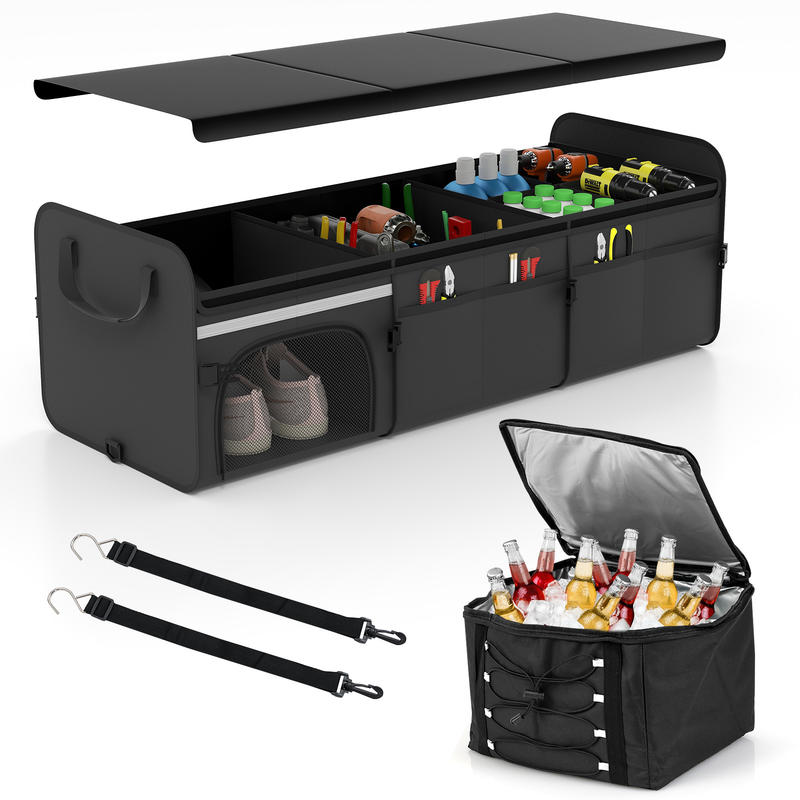 Car Trunk Organizer - 18 Gal kofferbakorganizer met deksel, draagbare