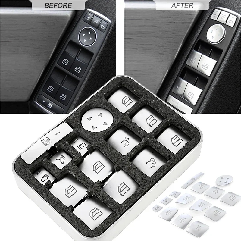 Car Accessories Low Price - 14-delige auto-onderdelen auto-accessoires raamschakelaar knop reparatiestickers